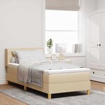 vidaXL Lit à Ressorts avec matelas Crème 100 x 200 cm tissu