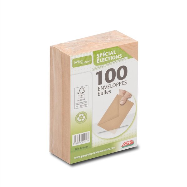 Paquet de 100 enveloppes élection recyclées bulles 90x140 75 g/m² gpv