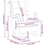 vidaXL Fauteuil à bascule à oreilles en velours crème bois massif