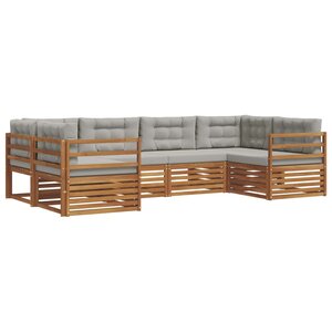 vidaXL Ensemble de canapés d'extérieur 6 pc Gris Naturel et Clair
