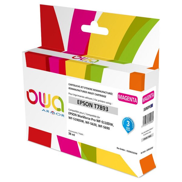 Cartouche d'encre remanufacturée, compatible pour epson t7893xxl, très gande capacité  - magenta (blister 1 unité)