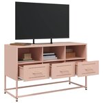 vidaXL Meuble TV rose 100 5x39x60 5 cm acier