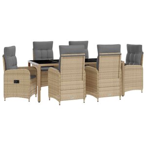 vidaXL Ensemble de repas extérieur 7 Pièces Beige et Gris clair