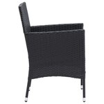 vidaXL Ensemble à dîner de jardin avec coussins 3 Pièces poly rotin noir
