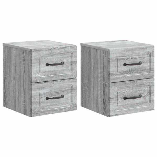 vidaXL Cabinet de chevet mural 2 Pièces Sonoma gris 34 5 x 33 x 40 cm