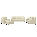 vidaXL Ensemble de canapés 4 Pièces avec coussins crème similicuir