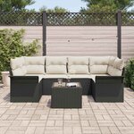 vidaXL Ensemble de canapé de jardin avec coussin 7 Pièces Noir et Crème