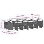 vidaXL Ensemble à manger de jardin et coussins 15 Pièces beige
