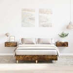 vidaXL Cadre de lit sans matelas chêne fumé 135x190 cm bois ingénierie