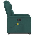 vidaXL Fauteuil inclinable de massage électrique Vert foncé Tissu