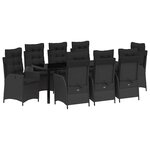 vidaXL Ensemble de salle à manger pour jardin 9 Pièces Noir polyrotin