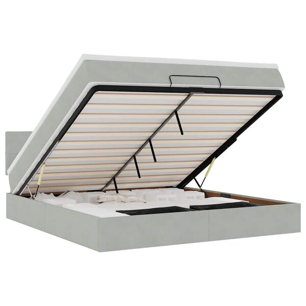 VidaXL Cadre de lit ottoman avec matelas gris clair 160x200 cm velours