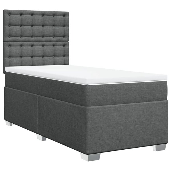 vidaXL Sommier à lattes de lit avec matelas Gris foncé 80x200 cm Tissu