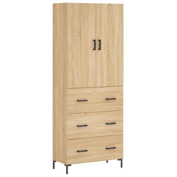 vidaXL Buffet haut Chêne sonoma 69 5x34x180 cm Bois d'ingénierie