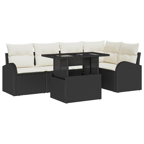 vidaXL Ensemble de canapé de jardin Manuel 6 Pièces Noir 100 x 55 x 73 cm