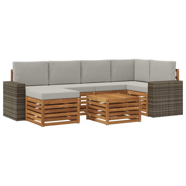 vidaXL Ensemble de canapés d'extérieur 7 pc Naturel et gris clair