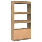 vidaXL Buffet haut chêne artisanal 92x33x180 cm bois d'ingénierie