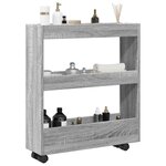 vidaXL Chariot de rangement étroit 3 niveaux sonoma gris