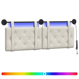 vidaXL Tête de lit suspendue Avec lumière LED Crème Velours