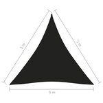 vidaXL Voile de parasol tissu oxford triangulaire 5x5x5 m noir