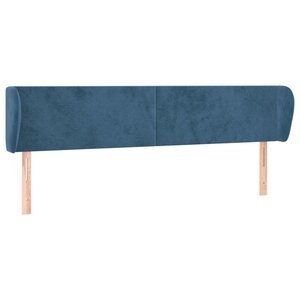 vidaXL Tête de lit avec oreilles Bleu foncé 203x23x78/88 cm Velours