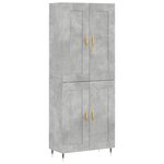 vidaXL Buffet haut Gris béton 69 5x34x180 cm Bois d'ingénierie
