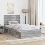 vidaXL Cadre de lit Gris Sonoma 100 x 200 cm Pin massif