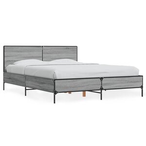 vidaXL Cadre de lit sans matelas sonoma gris 135x190 cm