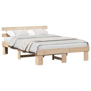 vidaXL Cadre de lit avec tête de lit Naturel 150 x 200 cm Pin massif