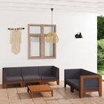 vidaXL Salon de jardin 6 Pièces avec coussins Bois d'acacia solide