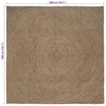 vidaXL Tapis de surface Carré Gris 200 x 200 cm Jute