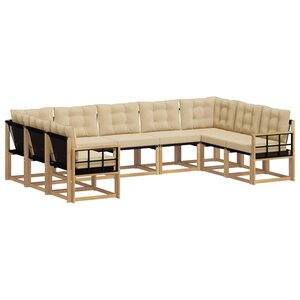 vidaXL Ensemble de canapés d'extérieur 9 Pièces Blanc et Beige