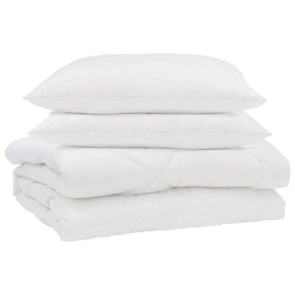 vidaXL Couette d'été avec oreiller 3 pièces Blanc Microfibre