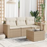 vidaXL Salon de jardin avec coussins 4 Pièces beige résine tressée