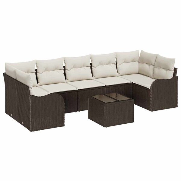 vidaXL Ensemble de canapé de jardin 8 Pièces Marron 55 x 55 x 37 cm