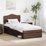 vidaXL Cadre de lit Chêne brun 75 x 190 cm Bois de pin massif