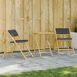 vidaXL Ensemble de bistro pliante 3 Pièces et coussins gris foncé bambou