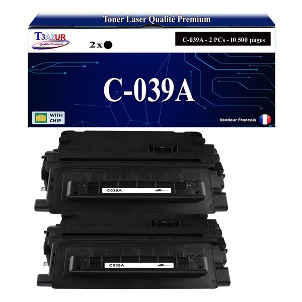 T3AZUR -2x Toners compatibles avec Canon 039 (0287C001) pour Canon LBP351x  LBP352x