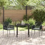 vidaXL Ensemble de salle à manger pour jardin 3 Pièces Noir Poly rotin