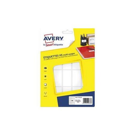 Sachet de 320 étiquettes multi-usage blanches 48,5 x 25 mm avery