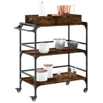 vidaXL Chariot de cuisine chêne fumé 81 5x41x92 5 cm bois d'ingénierie