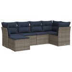 vidaXL Salon de jardin 6 Pièces avec coussins gris résine tressée