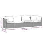 vidaXL Canapés de jardin 4 Pièces avec coussins Résine tressée Noir