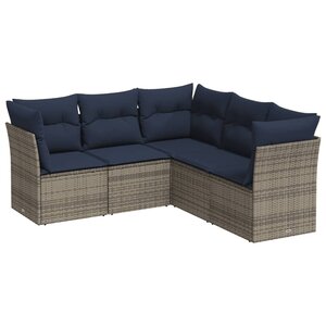 vidaXL Salon de jardin 5 Pièces avec coussins gris résine tressée