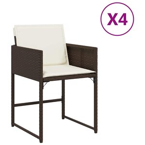 vidaXL Chaises de jardin avec coussins lot de 4 marron résine tressée
