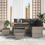 vidaXL Ensemble de canapé de jardin 8 Pièces Gris polyrotin