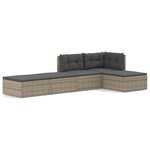 vidaXL Salon de jardin 5 Pièces avec coussins Gris Résine tressée
