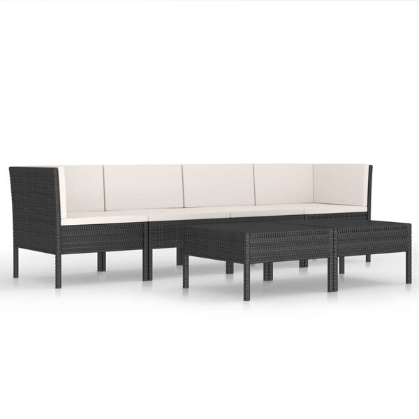 vidaXL Salon de jardin 6 Pièces avec coussins résine tressée noir
