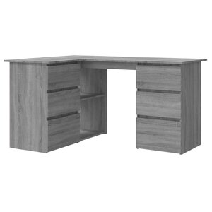 vidaXL Bureau d'angle Sonoma gris 145x100x76 cm Bois d'ingénierie