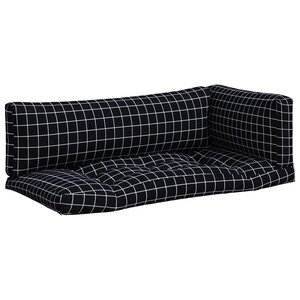 vidaXL Coussins de palette lot de 3 motif à carreaux noir tissu Oxford